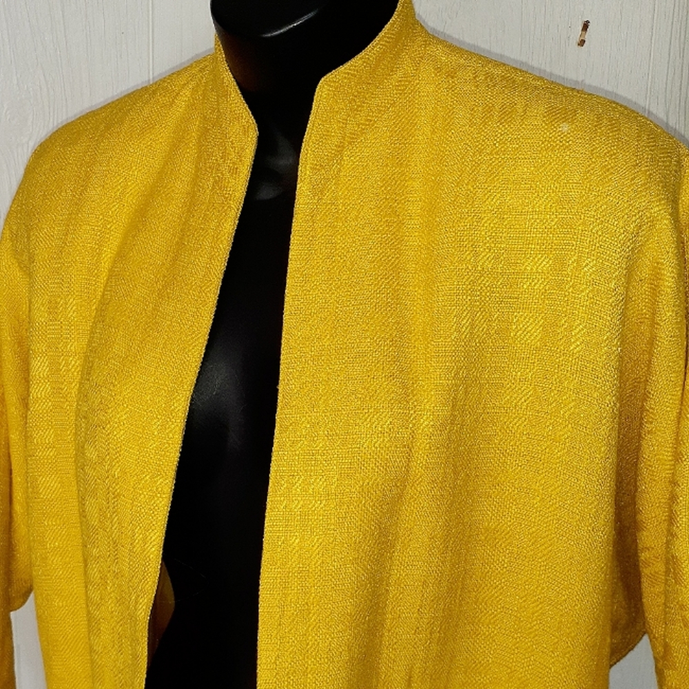 Vintage DATTILO High End Designer Gold Mandarin Collar Cardigan Oversize Blazer - Picture 2 of 8